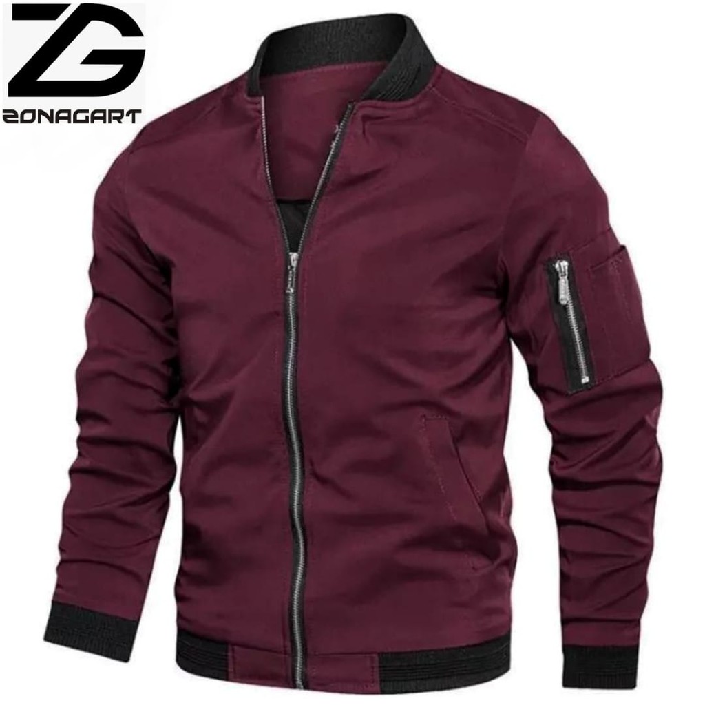 Jaket Polos/ Jaket Bomber pria/ Jaket Casual seragam/ Jaket Bisbol