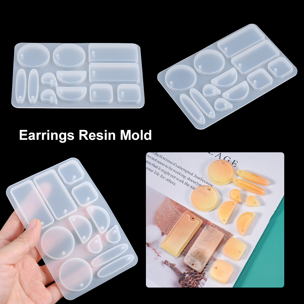 SUYOU DIY Earrings Resin Mold Dropping Glue Jewelry Making Ear Pendant Molds Keychain Necklace Transparent Resin Crafts Handmade Silicone Mould