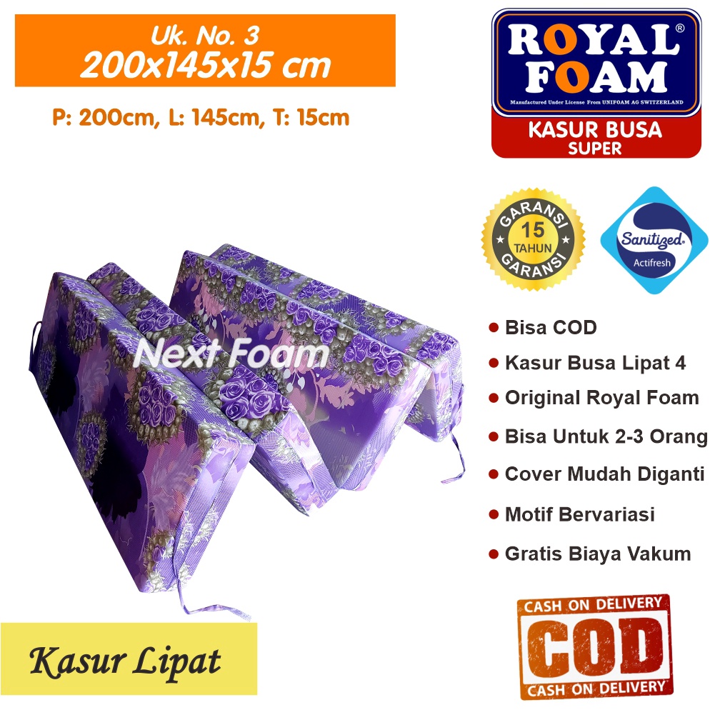 Kasur Busa Lipat Royal Foam Ukuran No 3 200x145x15 cm Tebal 15 cm D23 ORIGINAL Garansi 15 Tahun