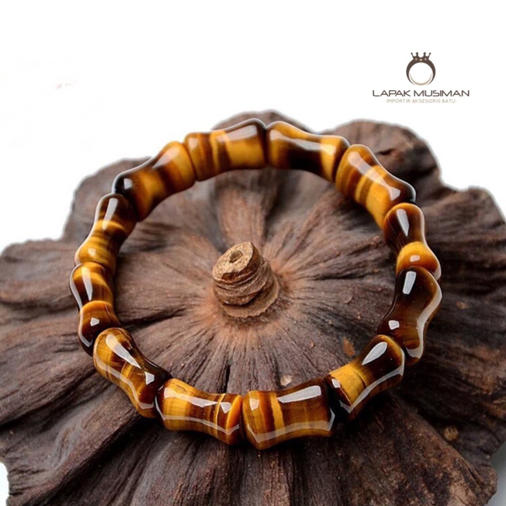 [Bayar di Tempat] GELANG BATU TIGER EYE MODEL BAMBU