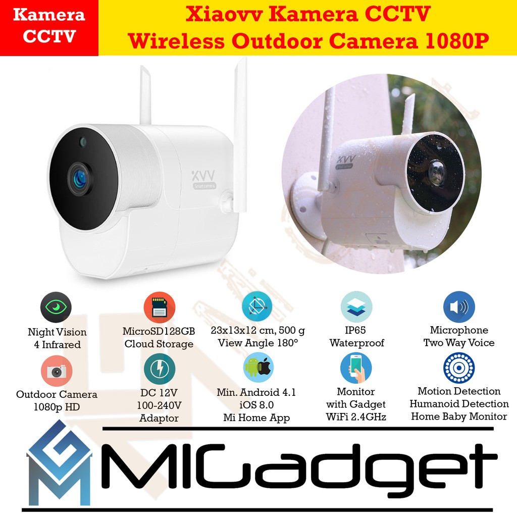 Xiaovv Kamera CCTV Outdoor Night Vision IP Camera Waterproof 1080P