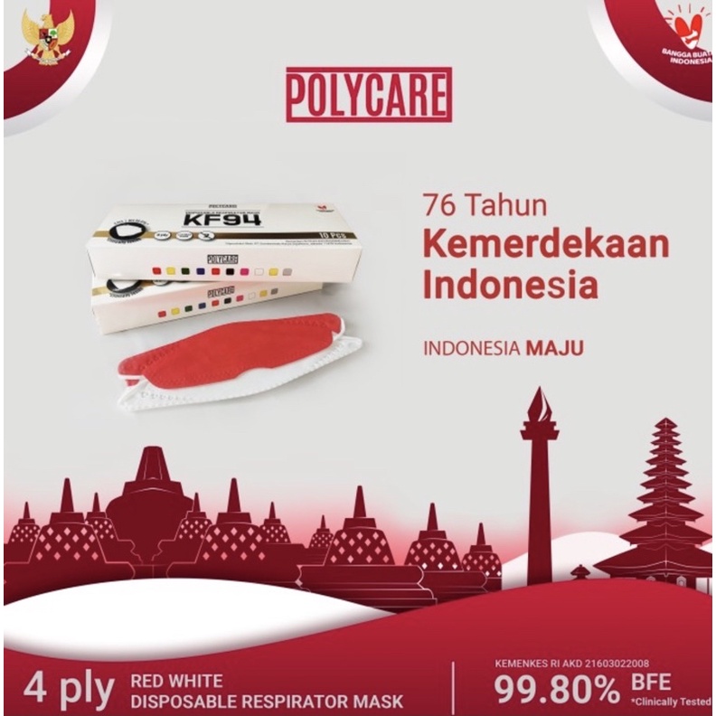 Masker KF94 Polycare edisi Merah Putih
