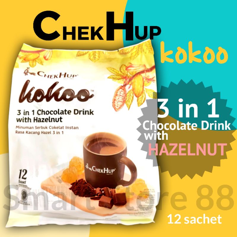 

CHEK HUP HOT CHOCOLATE HAZELNUT DRINK 3 IN 1 MINUMAN SEDUH COKLAT DENGAN HAZELNUT 12 X 40GR