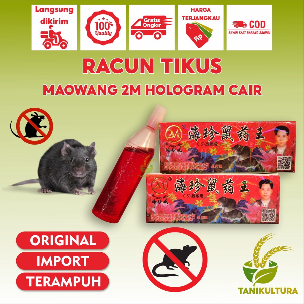 Obat TIkus 2m Cair Original Bulat Hologram Ampuh Mati Kering Tidak Bau Racun Tikus Mao Wang Tetes