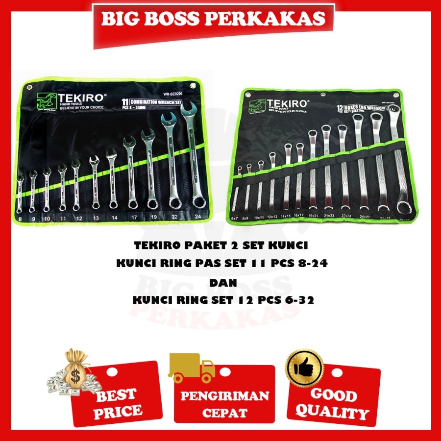 TEKIRO PAKET KUNCI RING PAS 11 PCS 8-24 DAN KUNCI RING SET 12 PCS 6-32