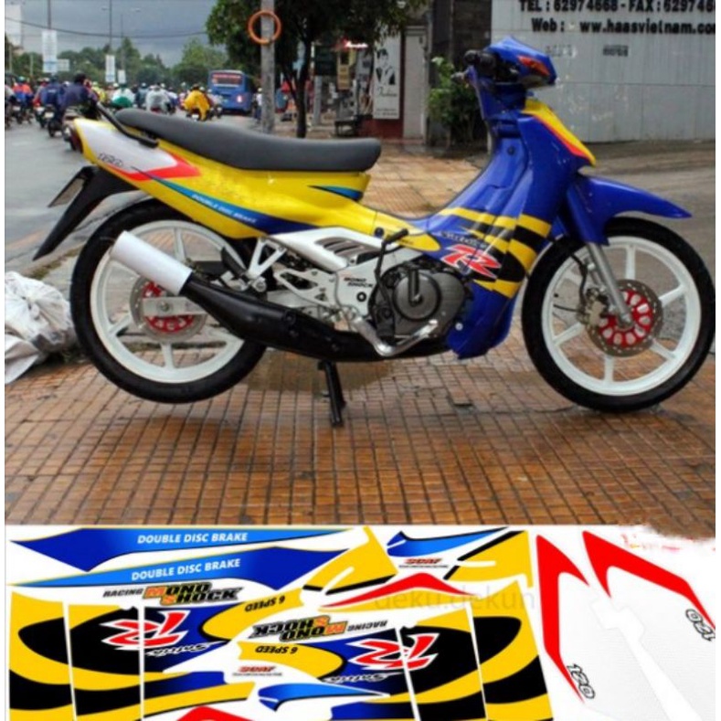 striping satria r lumba biru kuning