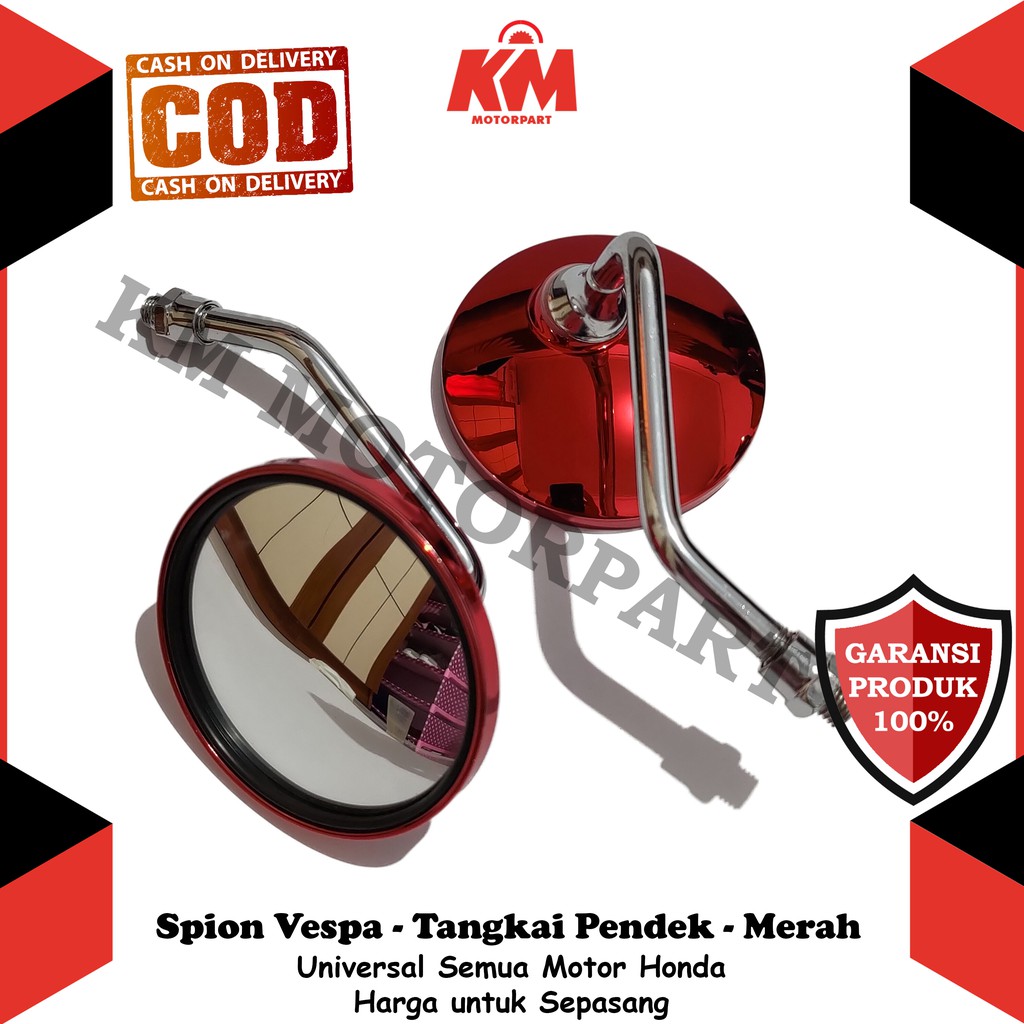 Kaca Spion Motor Tangkai Pendek Untuk HONDA Model Vespa Bulat Spion Variasi Aksesoris Motor Beat pcx