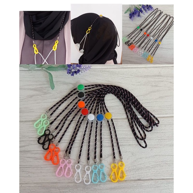 Kalung Masker Hijab tali masker Strap Masker Hijab konektor masker polos TANPA MANIK