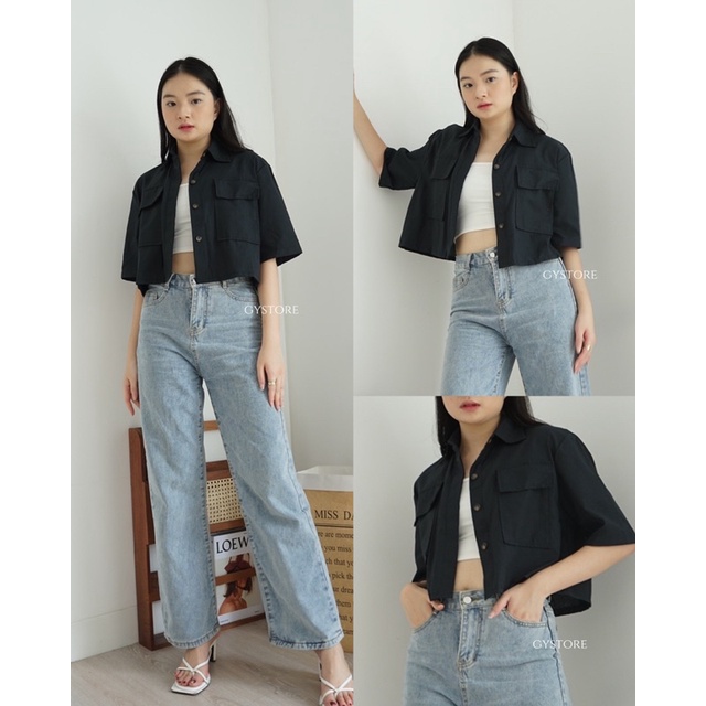 Yurika Pocket Crop Top | Kemeja Crop