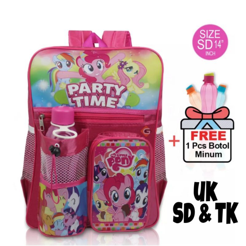 TAS RANSEL ANAK LITTLE PONY SD &amp; TK, TAS RANSEL ANAK CEWE BERHADIAH BOTOL