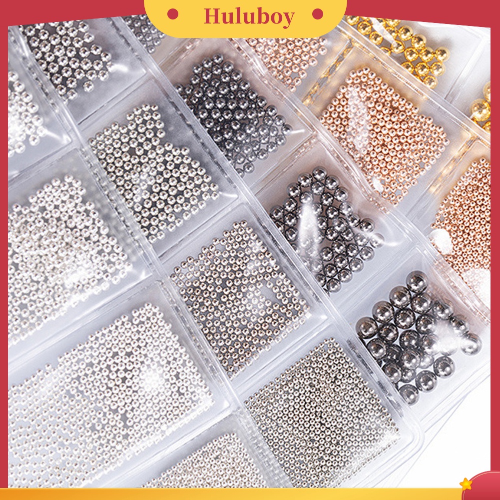 Huluboy Huluboy♡ Manik-manik Caviar Bola Metal 3D Ukuran Campur Untuk Dekorasi Manicure