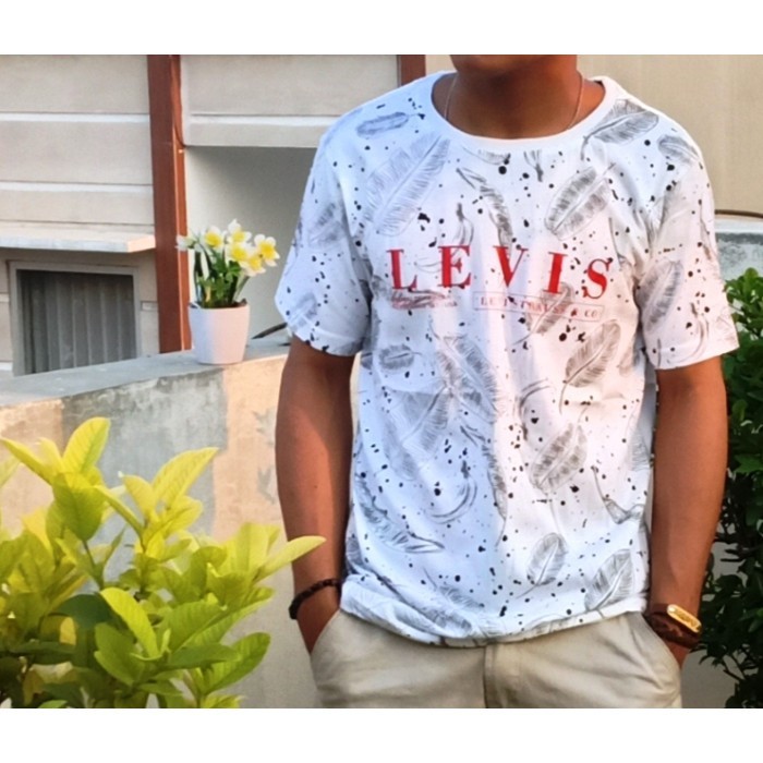 kaos distro pria model baru simple surfing putih