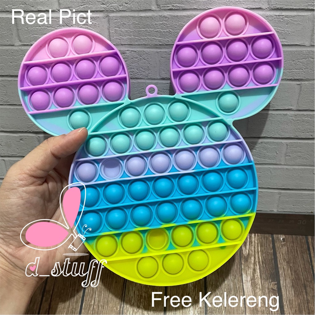POP IT mainan Fidget Rainbow POPIT jumbo / XXL size-Micky Pastel