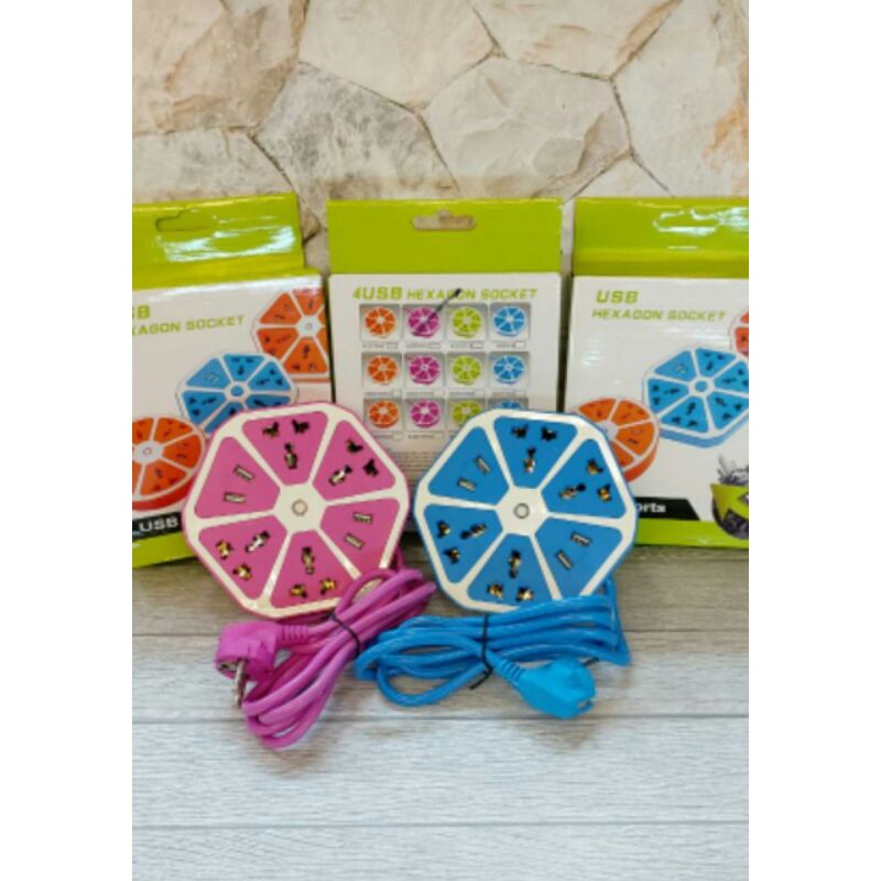 Stop Kontak Hexagon USB - Stop kontak listrik stop kontak usb colokan listrik usb colokan terminal c