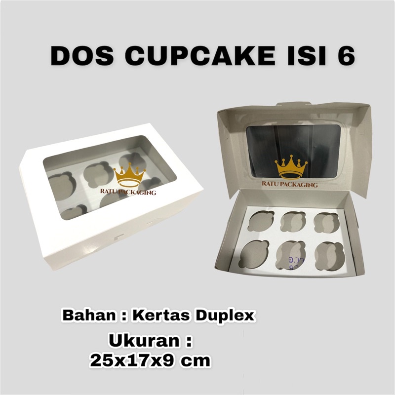 

RATU | Dos DUPLEX CUPCAKE ISI 6 Kue Cupcake isi 6 Box Kotak Dus Kue Cupcake / Kotak Hampers isi 6 Bahan Duplex