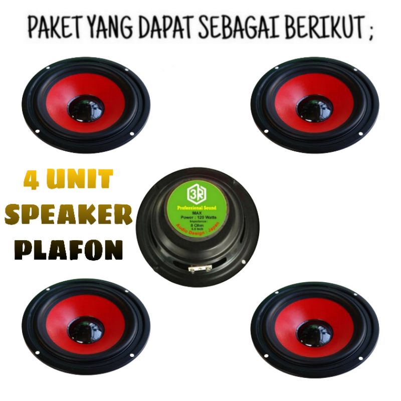 Paket Toa Speaker Plafon 3R 6 Inch 4 Titik Buat Cafe , Klinik, Restoran, kantoran...!!!