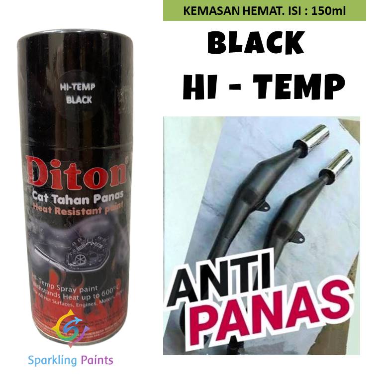 Pilox Diton Hi Temp Black ANTI PANAS Hitam Doff untuk Mesin Knalpot kompor dll Cat Pilok Hitemp - HTB150