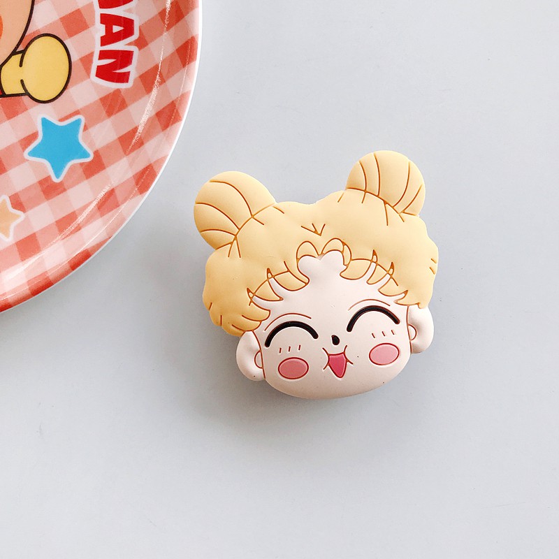 Kartun Klasik Sailor Moon Cocok untuk iPhone Airbag Dudukan Ponsel 3D Silicone Telescopic Folding Stand