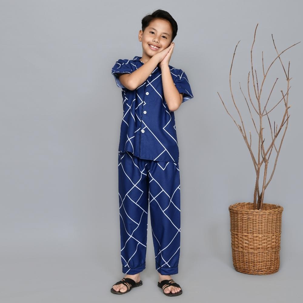 Nyenyak Piyama Anak Laki 8 - 10 Tahun / Setelan Baju Tidur Katun