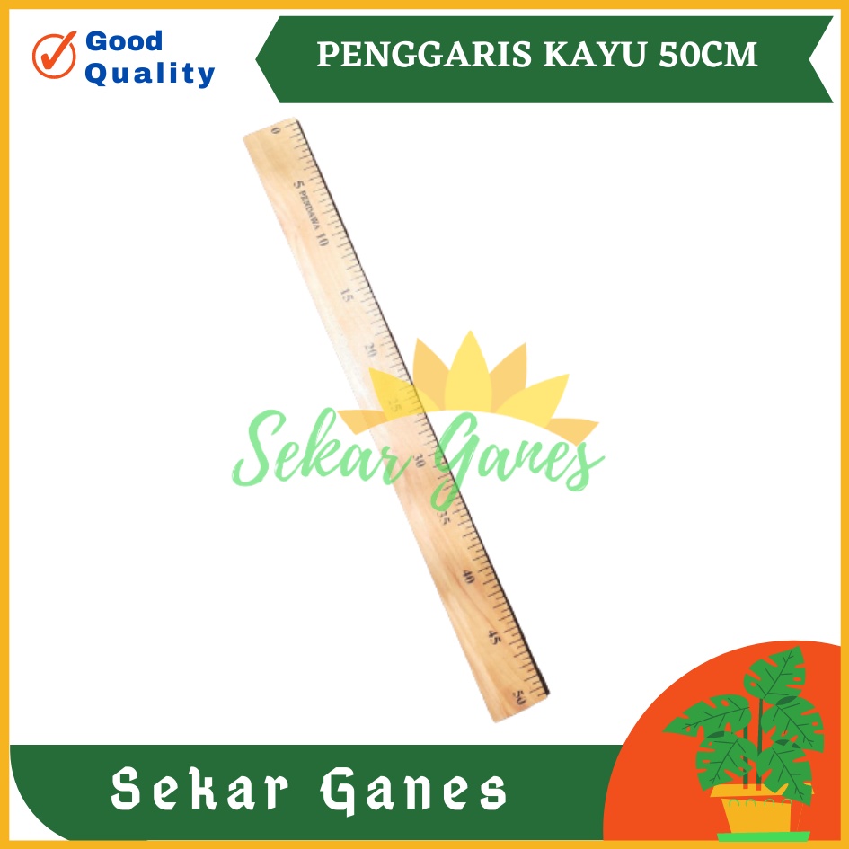 Penggaris Kayu 50cm Panjang 0.5 M Mistar Penggaris Kayu Papan Tulis / Penggaris Kayu 1 Meter 100 Cm