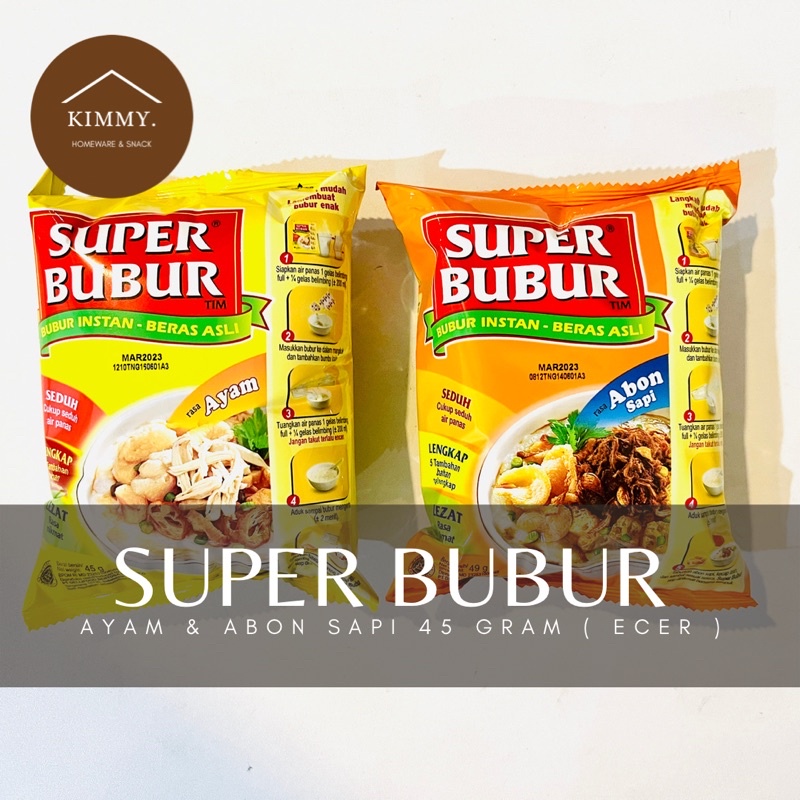 

SUPER BUBUR RASA ABON SAPI, AYAM ECER SATUAN ( 1 BUNGKUS ) SUPER BUBUR INSTANT / SUPER BUBUR SACHET