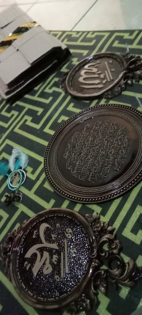 Kaligrafi Allah Muhammad Fiber Oval Ukir Free Bubble