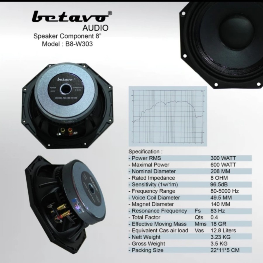 Speaker komponen betavo 8 inch B8 w303 component b 8 w 303