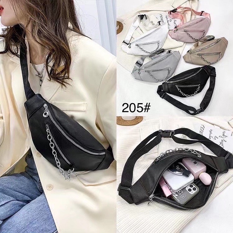 WAISTBAG KOREA 201 205 / WAISTBAG FASHION  RANTAI / WAISTBAG IMPORT / TAS KEREN GAUL / MODEL TIPIS S