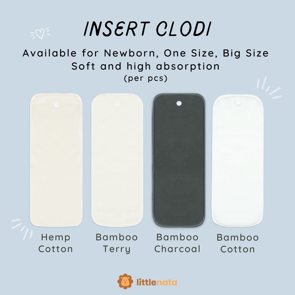 Insert Clodi LITTLE NATA (per pcs) | Insert Bamboo Terry, Hemp Cotton, Microfiber, Bamboo Charcoal