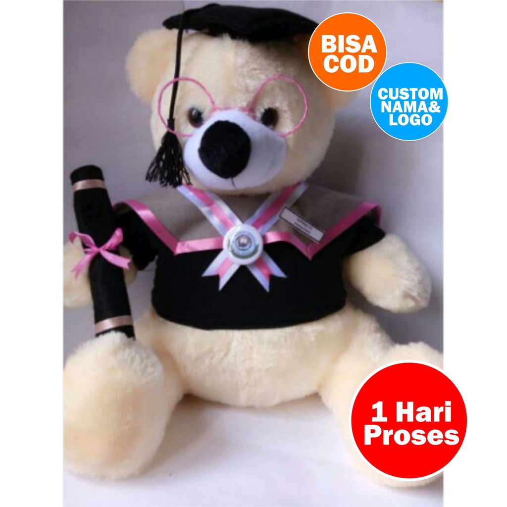 Boneka Wisuda Teddy Bear Besar Kado Skripsi custom nama hadiah graduation Unik Big ukuran L Jumbo UI