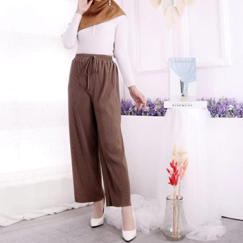 Celana Plisket Lidi Terbaik | (KULOT LIDI)Kulot Plisket Lidi Tali Premium