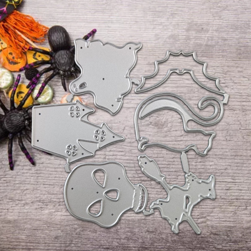 Cetakan Stensil Cutting Dies Motif Tengkorak Halloween Bahan Metal Untuk Scrapbook / Craft DIY / Embossing