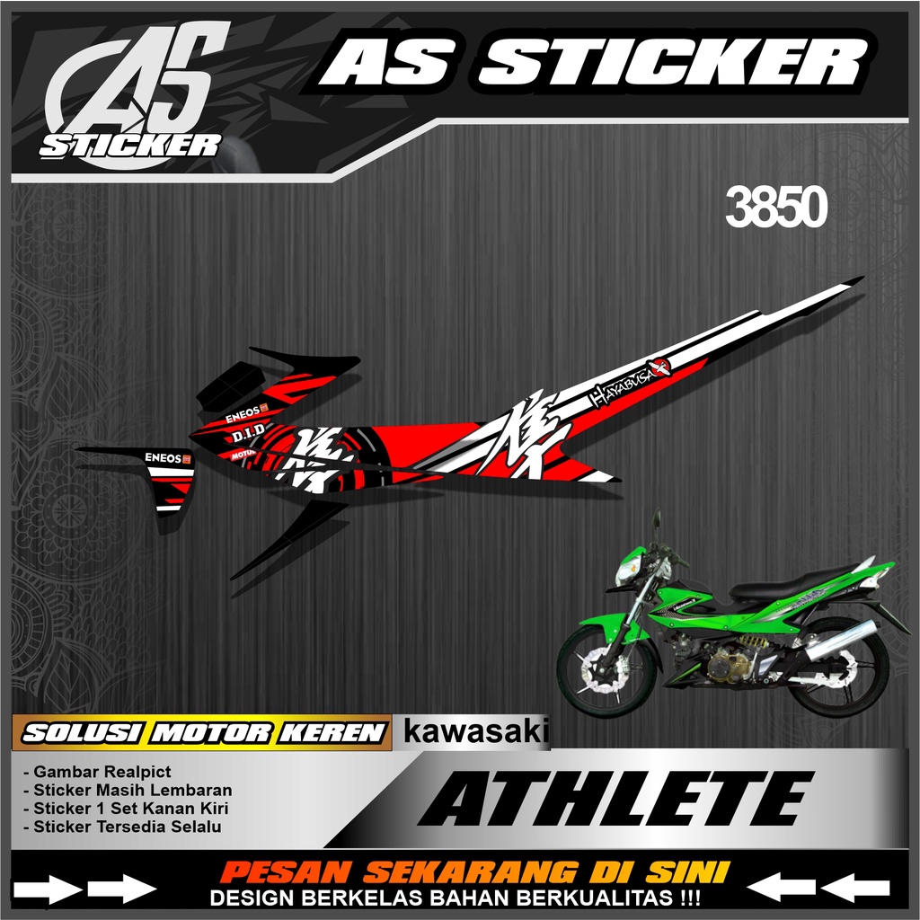 3850a Sticker Striping Motor Athlete Semifull - Striping stiker Motor Kawasaki Athlete Desain Hayabu