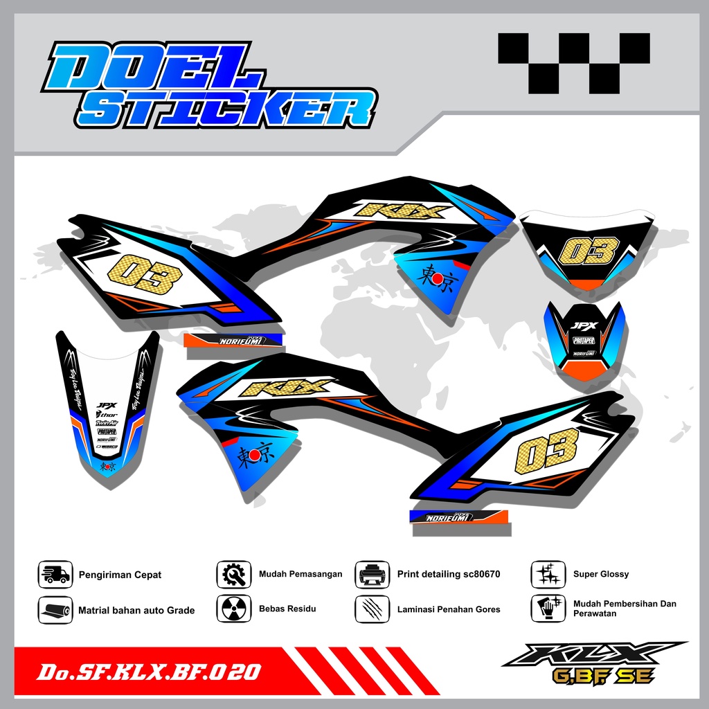 Sticker Striping Honda KLX 150 G , BF , SE Lama List Variasi Hologram , Crome Doel 020