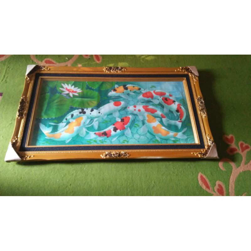 Lukisan Kanvas Jumbo motif Ikan Koi
