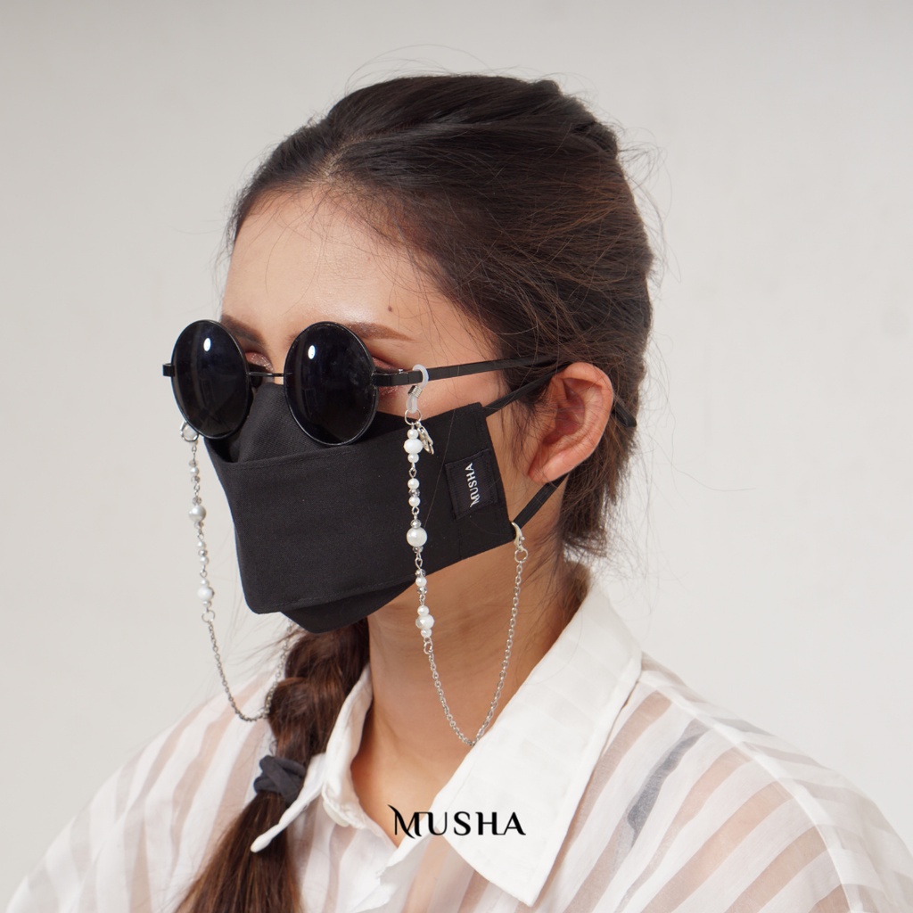 MUSHA Double Strap - Pearl &amp; Chain | Strap Masker / Tali Masker