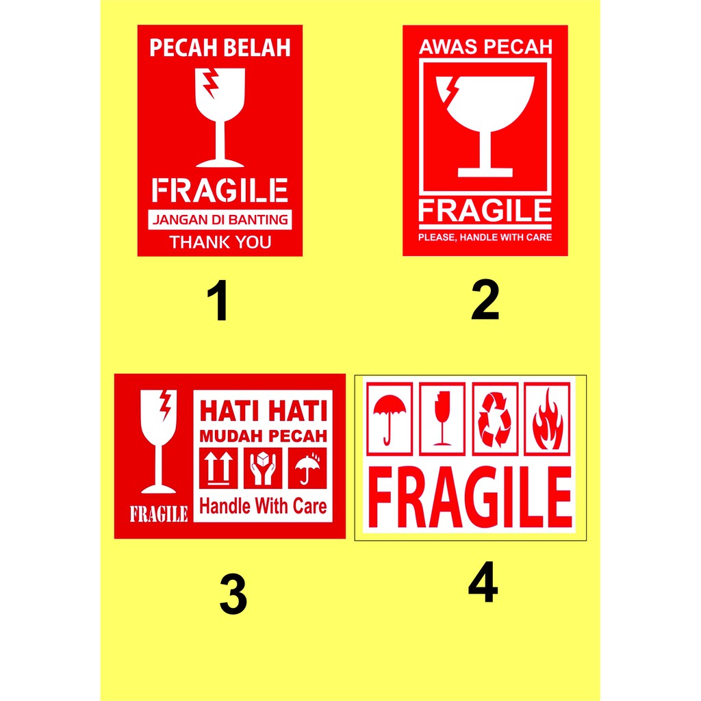 

STICKER FRAGILE isi 100 lembar 4 pilihan motif