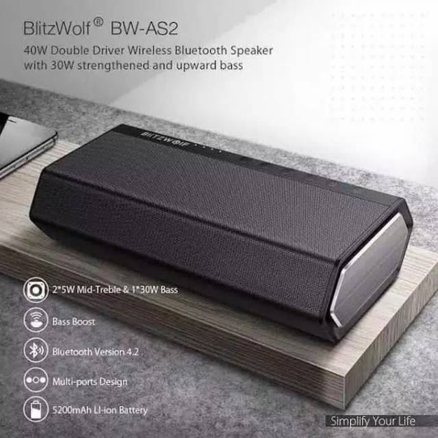Speaker BlitzWolf BW-AS2 40W 5200mAh Double Driver Wireless Bluetooth Speaker