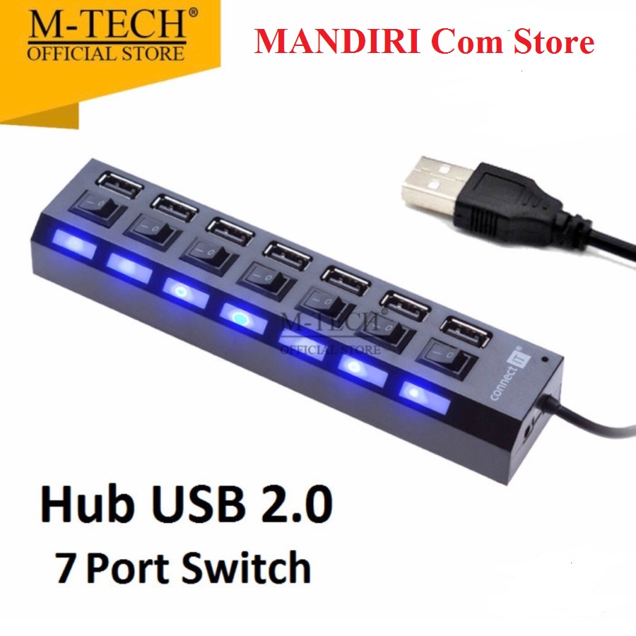 M-TECH USB HUB 2.0 7 Port With Power Switch