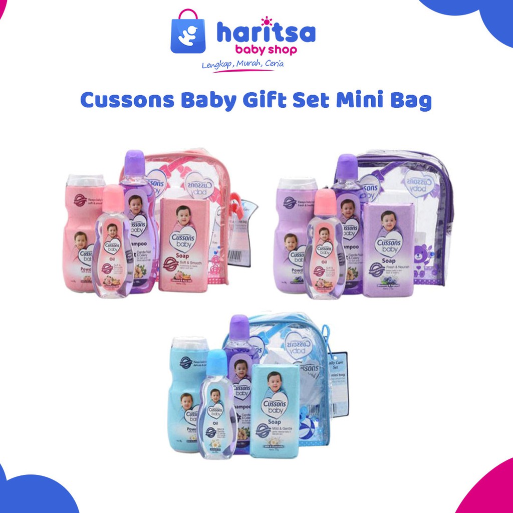 Cussons Set Hadiah Perlngkapan Mandi Baby Gift Set Mini Bag Pink Ungu Biru