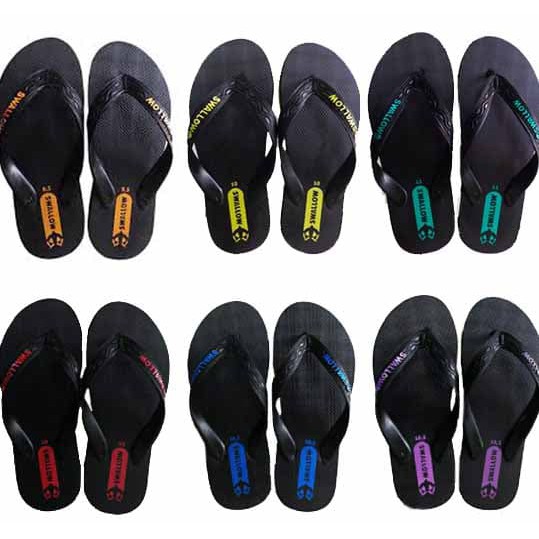 SATUAN Sandal Sendal Jepit Pria Swallow Black Pearl Hitam Ukuran Besar