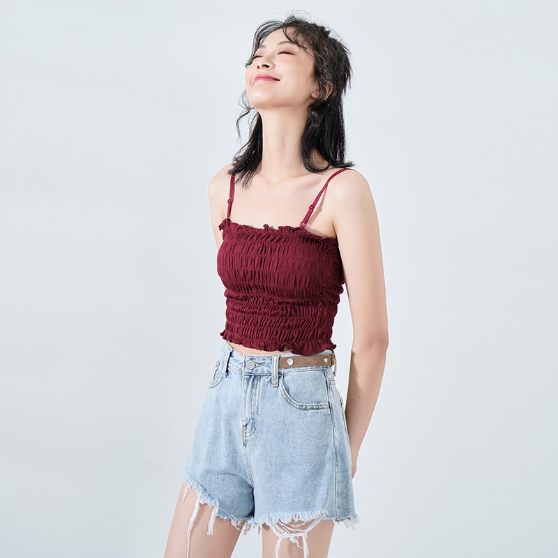 BEE - Tanktop Bra Kemben Tali Lepas Pasang Korean Style Tengtop Kerut Crop Top Bra 902