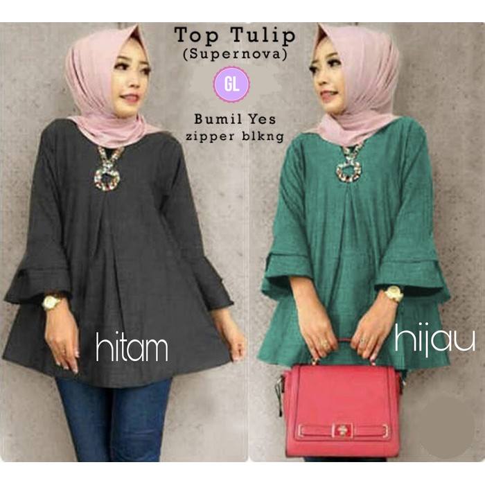 Baju Atasan Tunik Baju Tunik Baju Muslim Baju Hamil Tulip Top Gl58467 Murah Shopee Indonesia