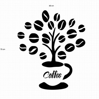 Cutting Stiker Pohon Kopi  Coffee Wall Sticker Dinding Kaca 