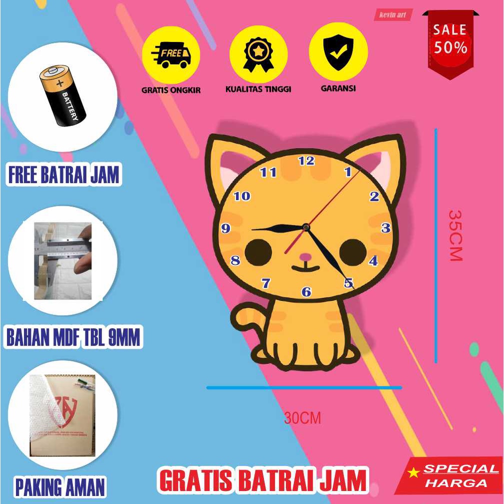 JAM DINDING KARAKTER UNIK KUCING LUCU ANIMAL CAT HEWAN AKSESORIS DINDING KAMAR TIDUR ANAK CEWE COWOK MINIMALIS AESTEHTIC MURAH 3d DEKORASI DINDING ARTISITIK ANTIK KADO HADIAH ULANG TAHUN ANAK BAGUS DISKON