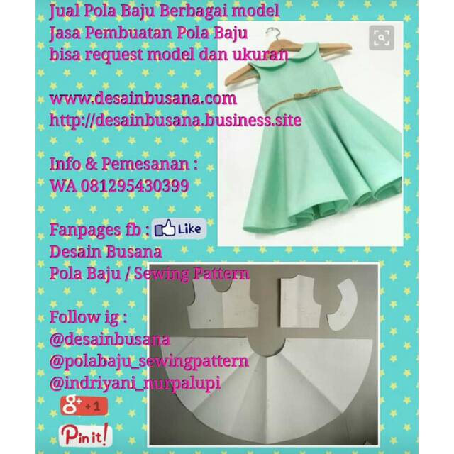 Pola Baju Instan - Pola Baju Anak - Pola Dress Anak 005 untuk produksi baju anak