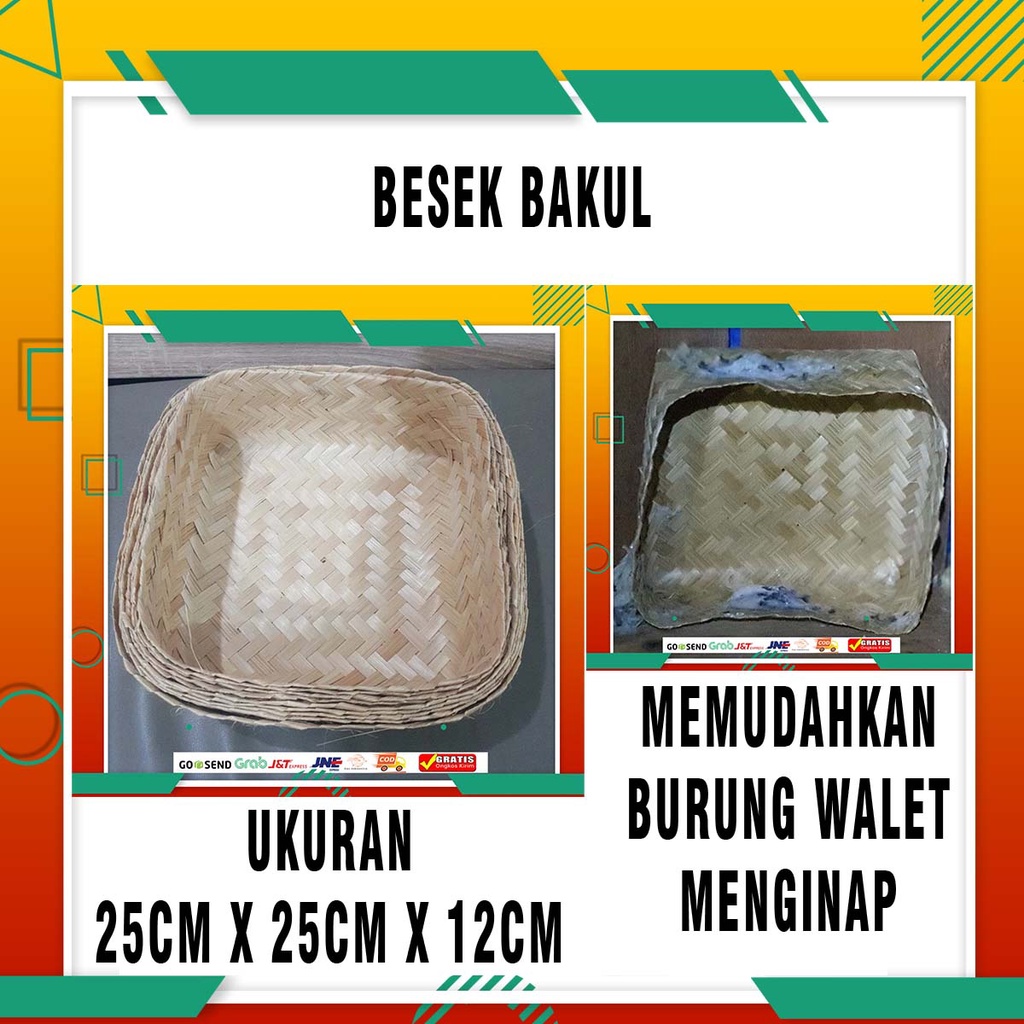 Besek bakul walet 25x25x12 Besek kotak