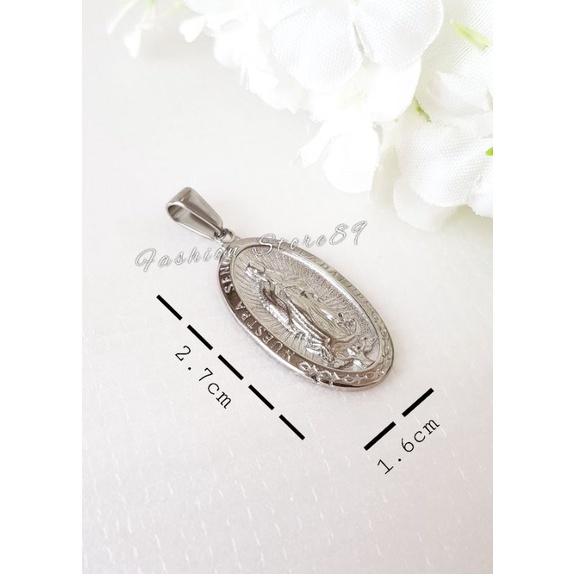 Kalung Rohani Bunda Maria Titanium import Silver Gold Antikarat Fashion Rohani Bunda Maria Ukir impor