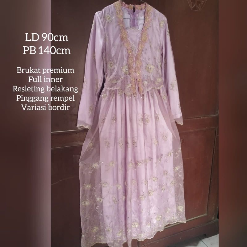 Dress Brokat Pesta preloved || Gaun pesta brokat premium preloved