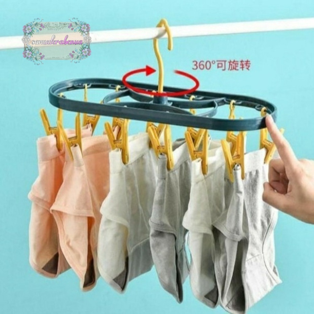 RT52 gantungan hanger hook jepit jepitan jemuran jemur baju kaos kaki jepit 12 klip SB3208